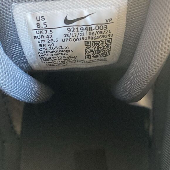 NIKE AIR More Uptempo Men’s Gray/ Navy Leather Upper Shoes 921948-003 Size 8.5US - Picture 4 of 8